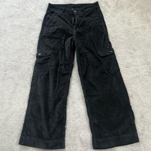 8 short black corduroy cargo pants